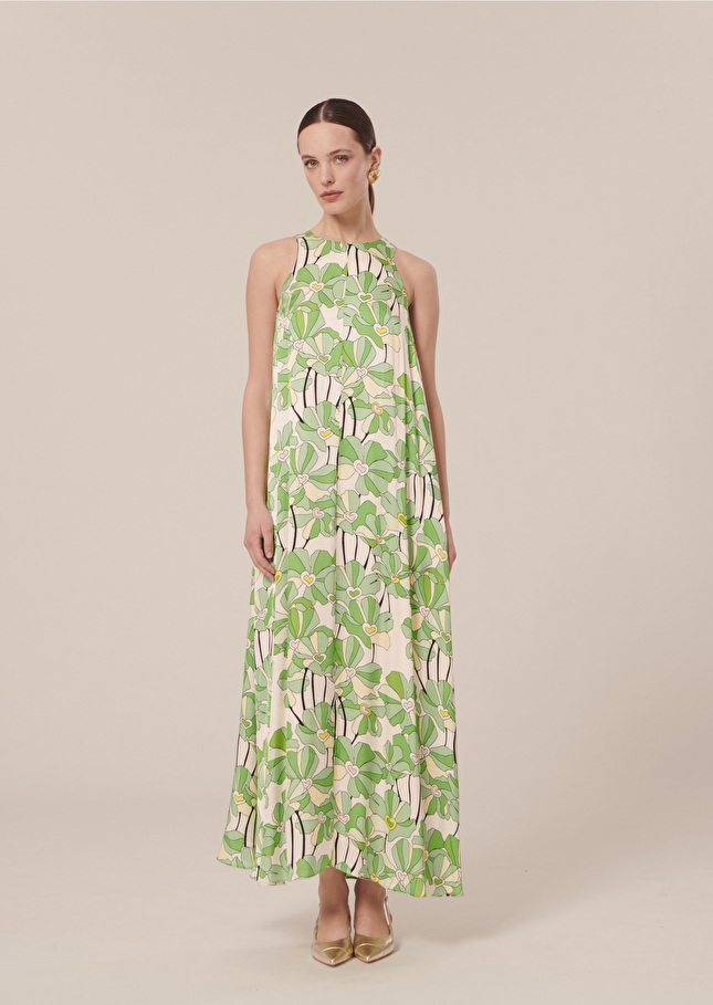 Robe Roxanneverte imprimée à fleurs
