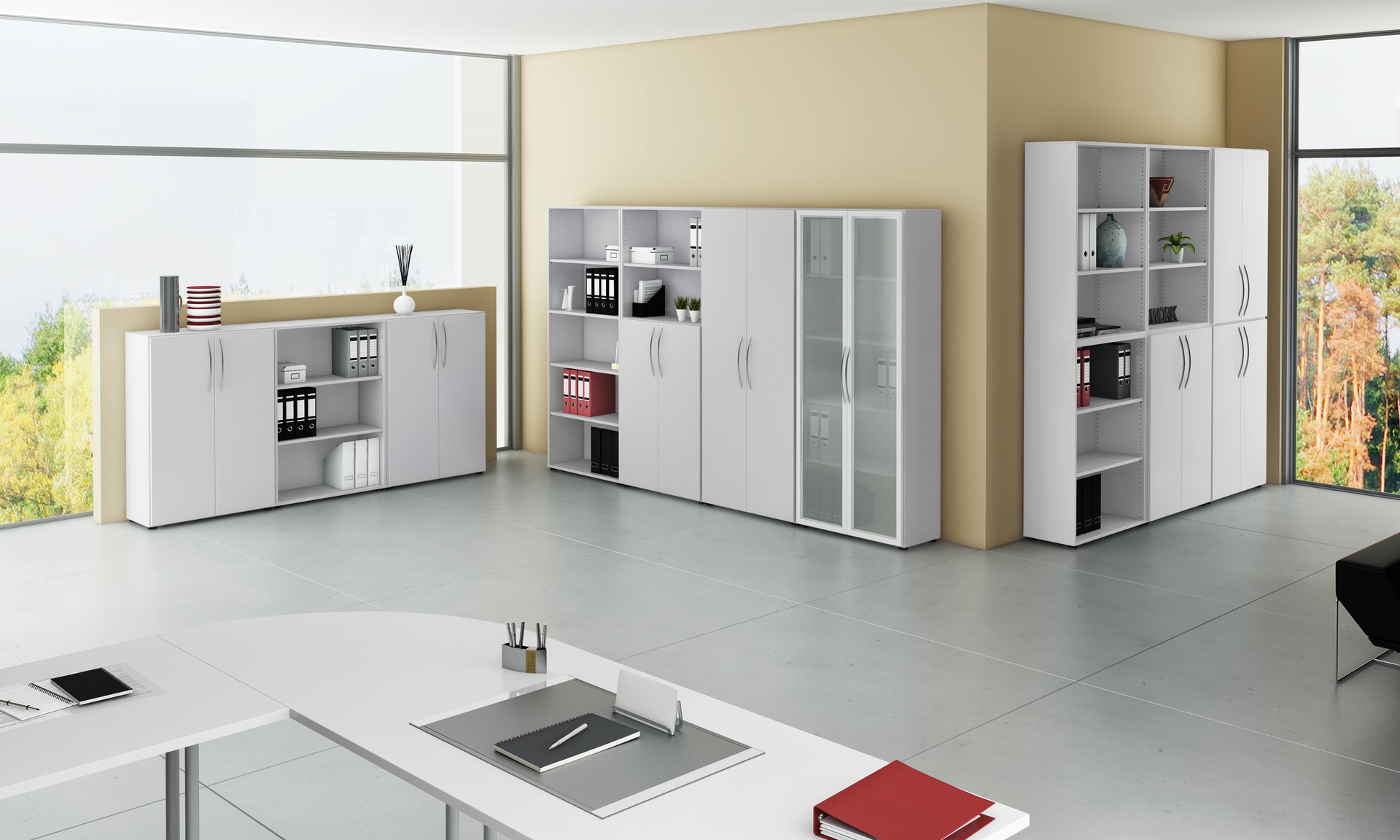 Aktenschrank 80 cm Grau/ Rahmen Silber