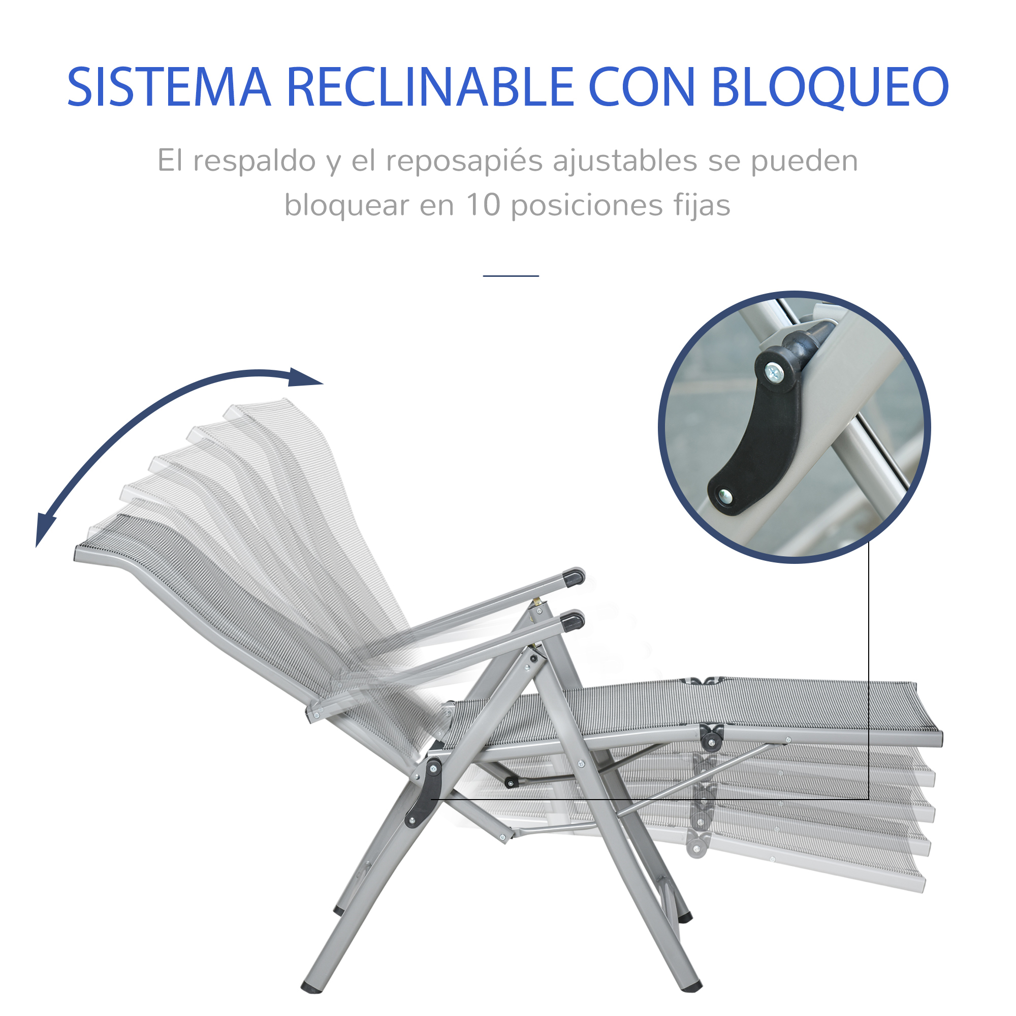 Espreguiçadeiras de jardim Outsunny cinza