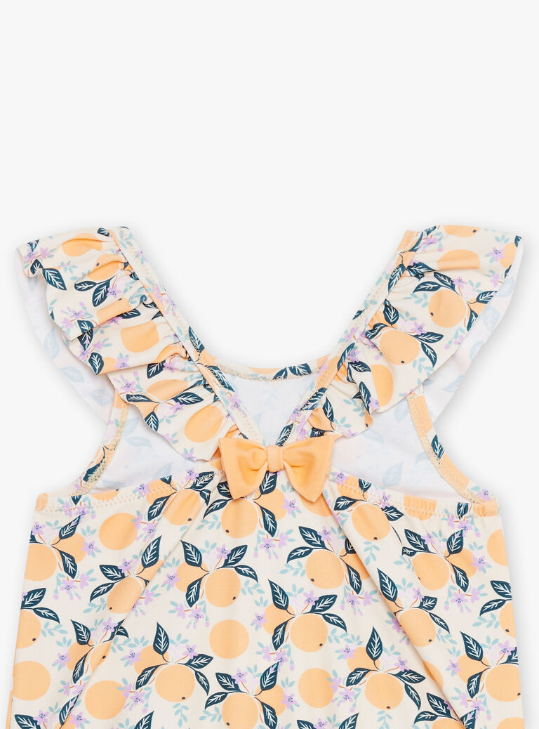 Maillot de bain 1 pièce orange et bleu à imprimé clémentines