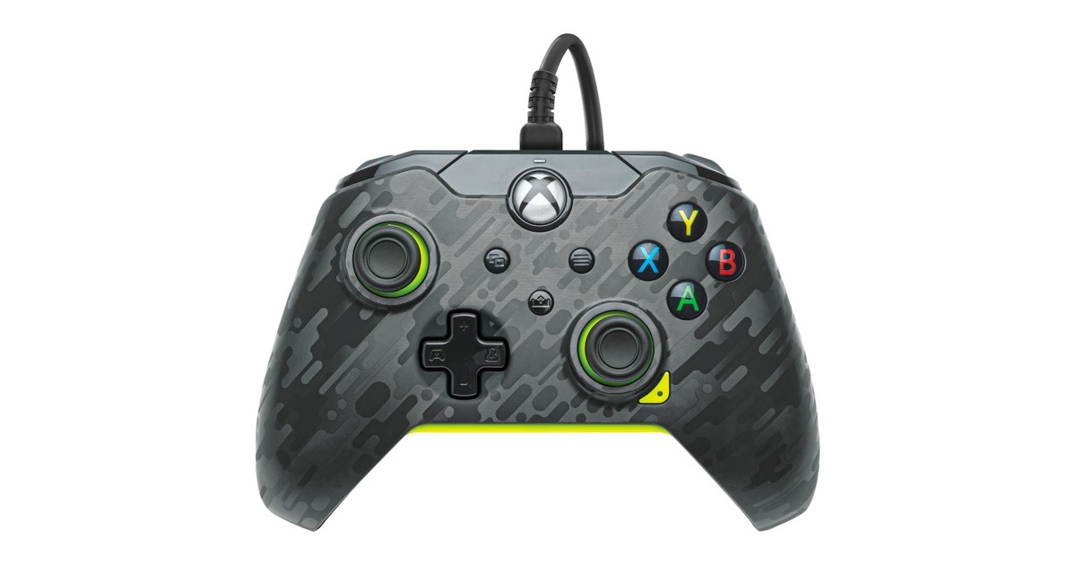 PDPWired Controller - Electric Carbon  (Antraciet/neongroen, Xbox Series X|S, Xbox One, PC)