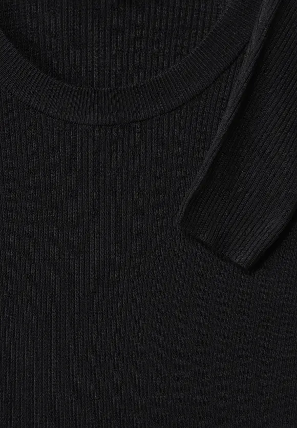 Rippstrick Kleid - Black