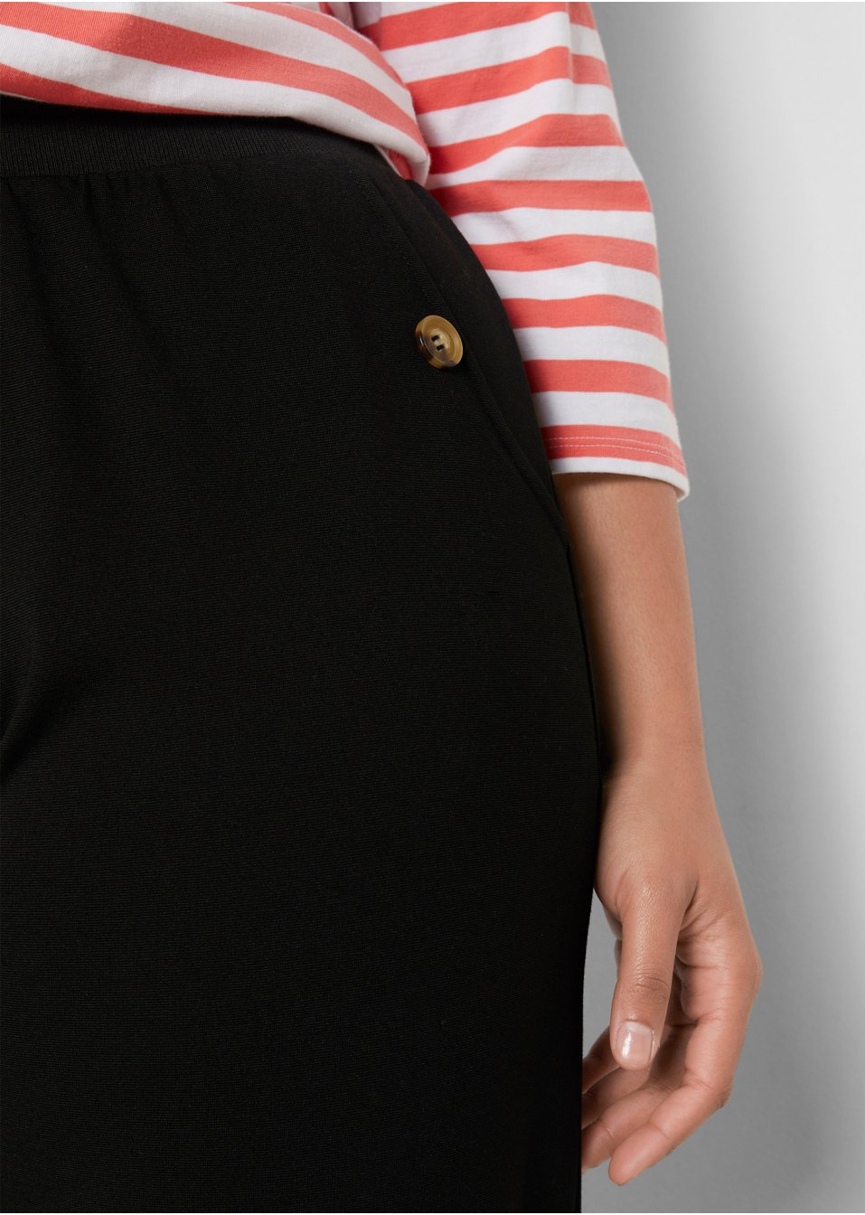 Pantalon large en Punto di Roma avec tour de taille confortable et bords-côtes à la base