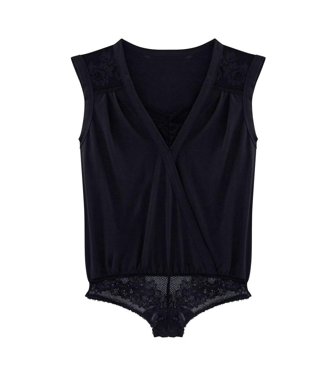 Body tanga noir/crème Hymne à l'Amour