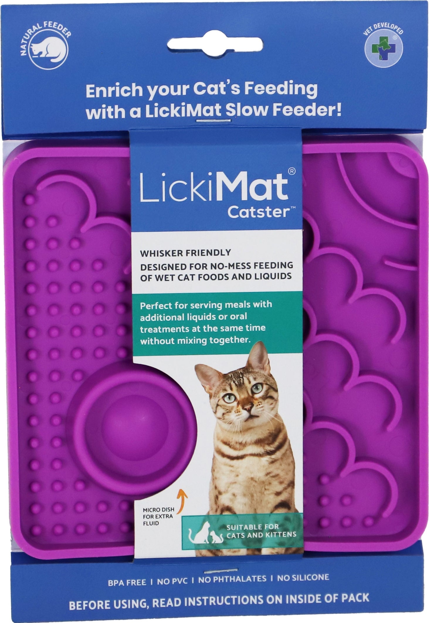 Lickimat likmat Catster paars15 x 22 x 2 cm