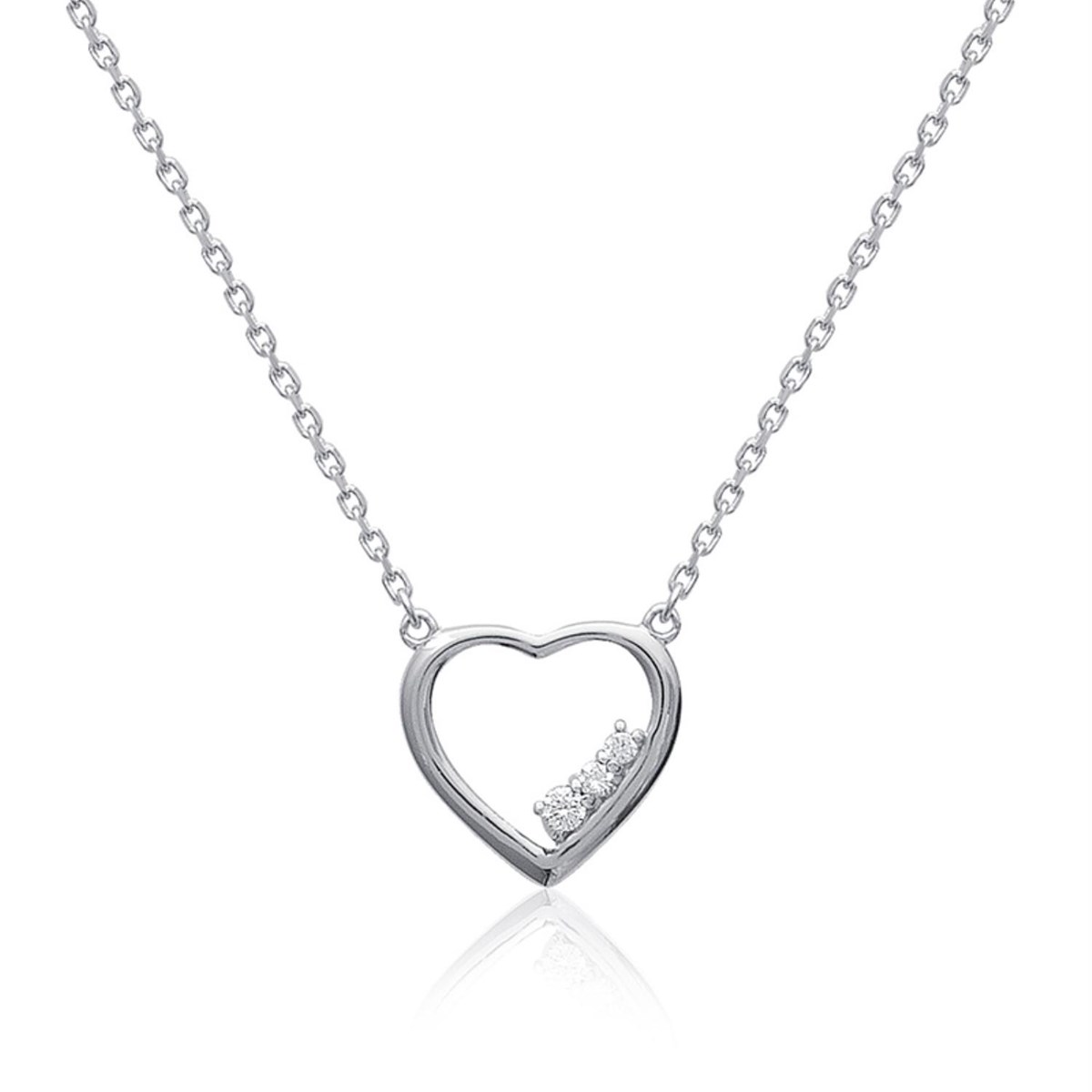 Collier coeur de petits oxydes de zirconium Argent 925 Rhodié