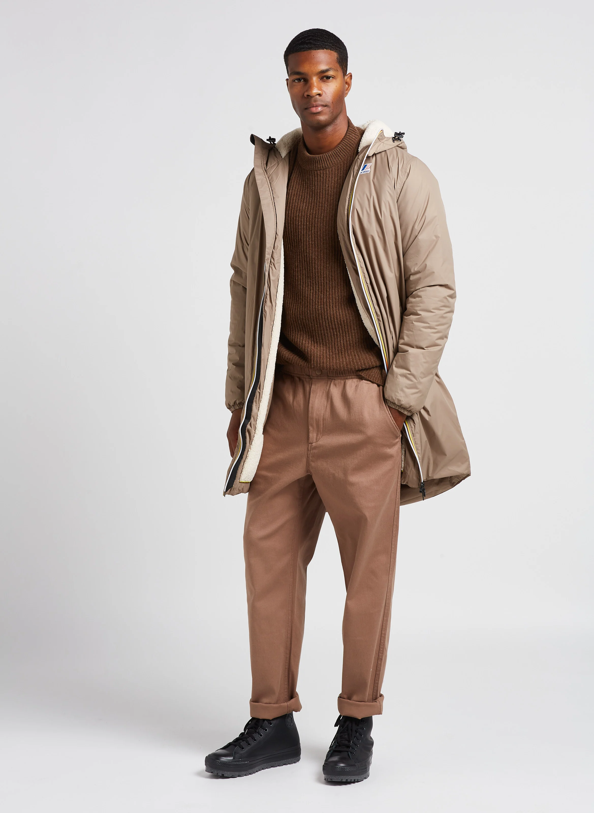Zace - Pantalon droit en coton mélangé | Beige