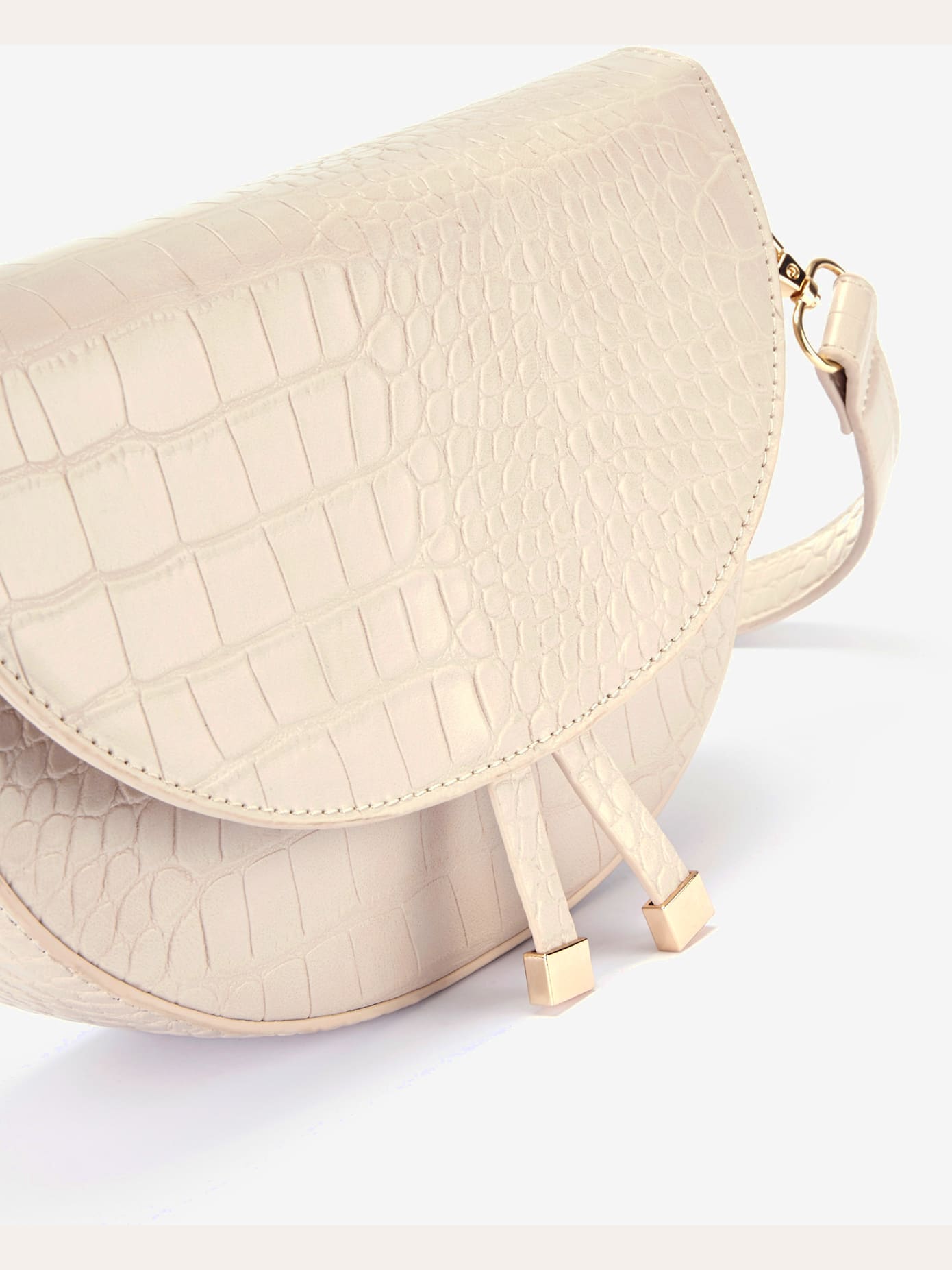 Sac en bandoulière sac à main imitation croco tendance aux détails couleur or