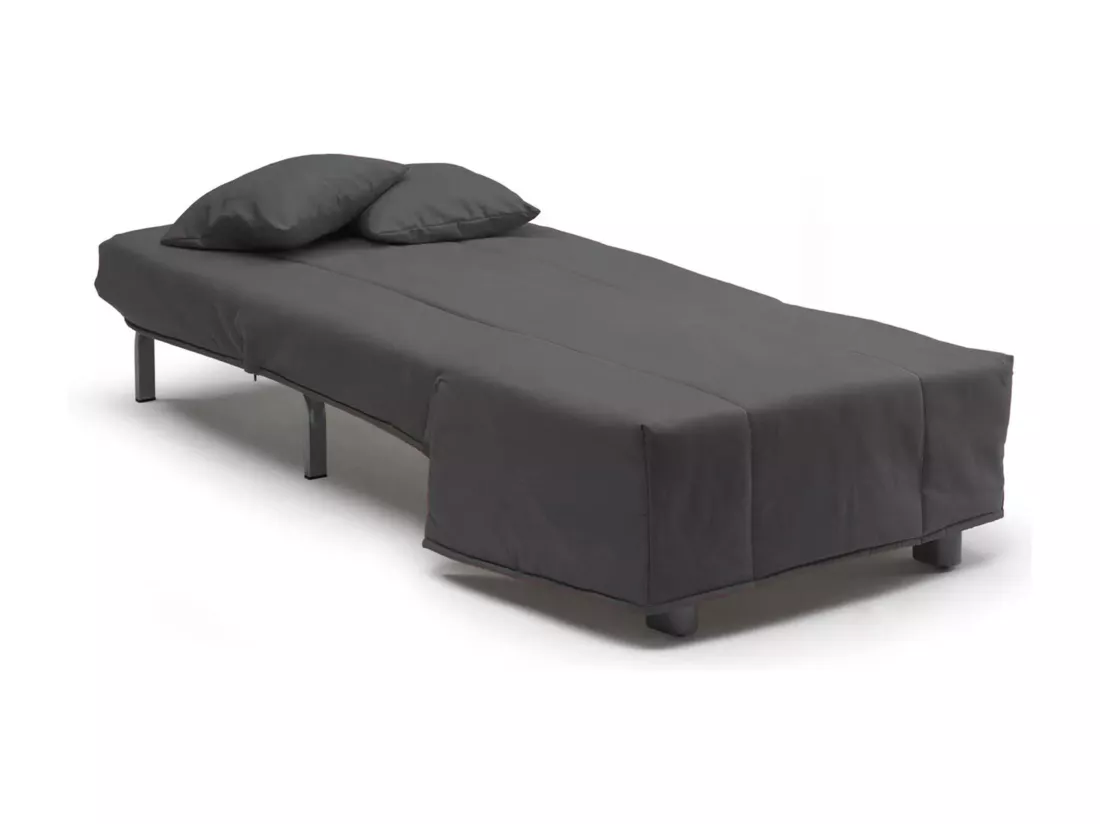Canapé-lit Dabargi, Canapé simple, 100% Made in Italy, Fauteuil de salon avec ouverture trolley, en tissu rembourré, avec coussins inclus, 85x90h85 cm, Couleur gris