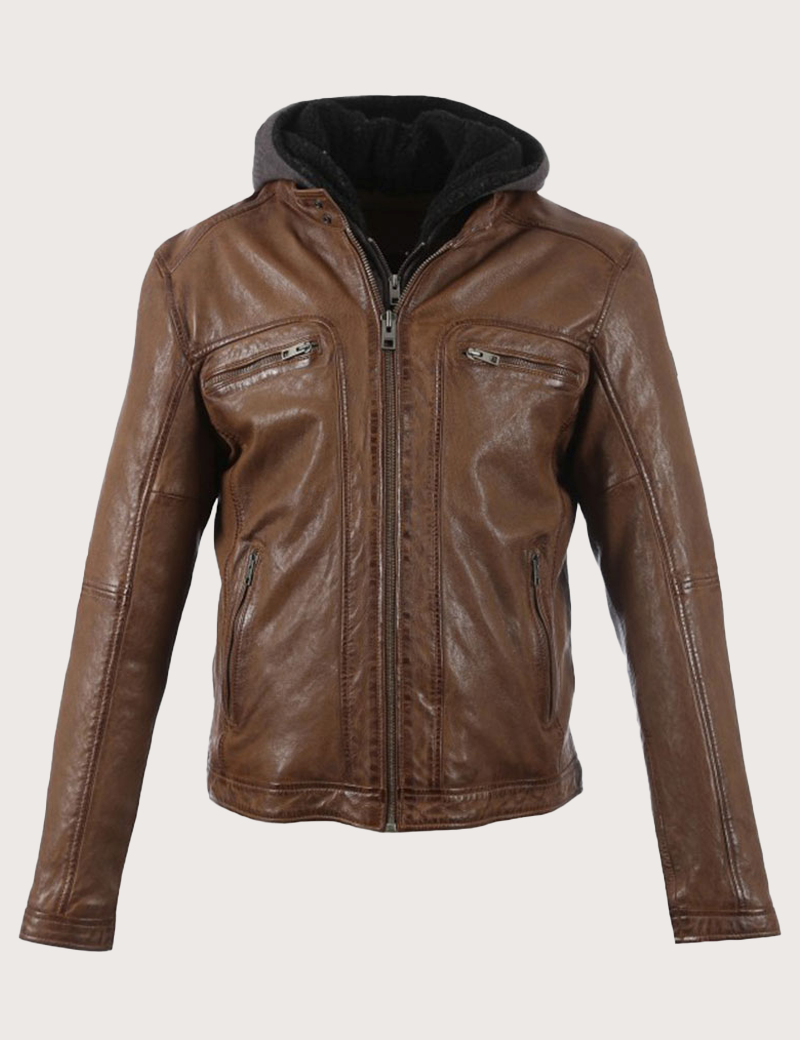OAKWOOD BLOUSON DRINK  À CAPUCHE AMOVIBLE MARRON