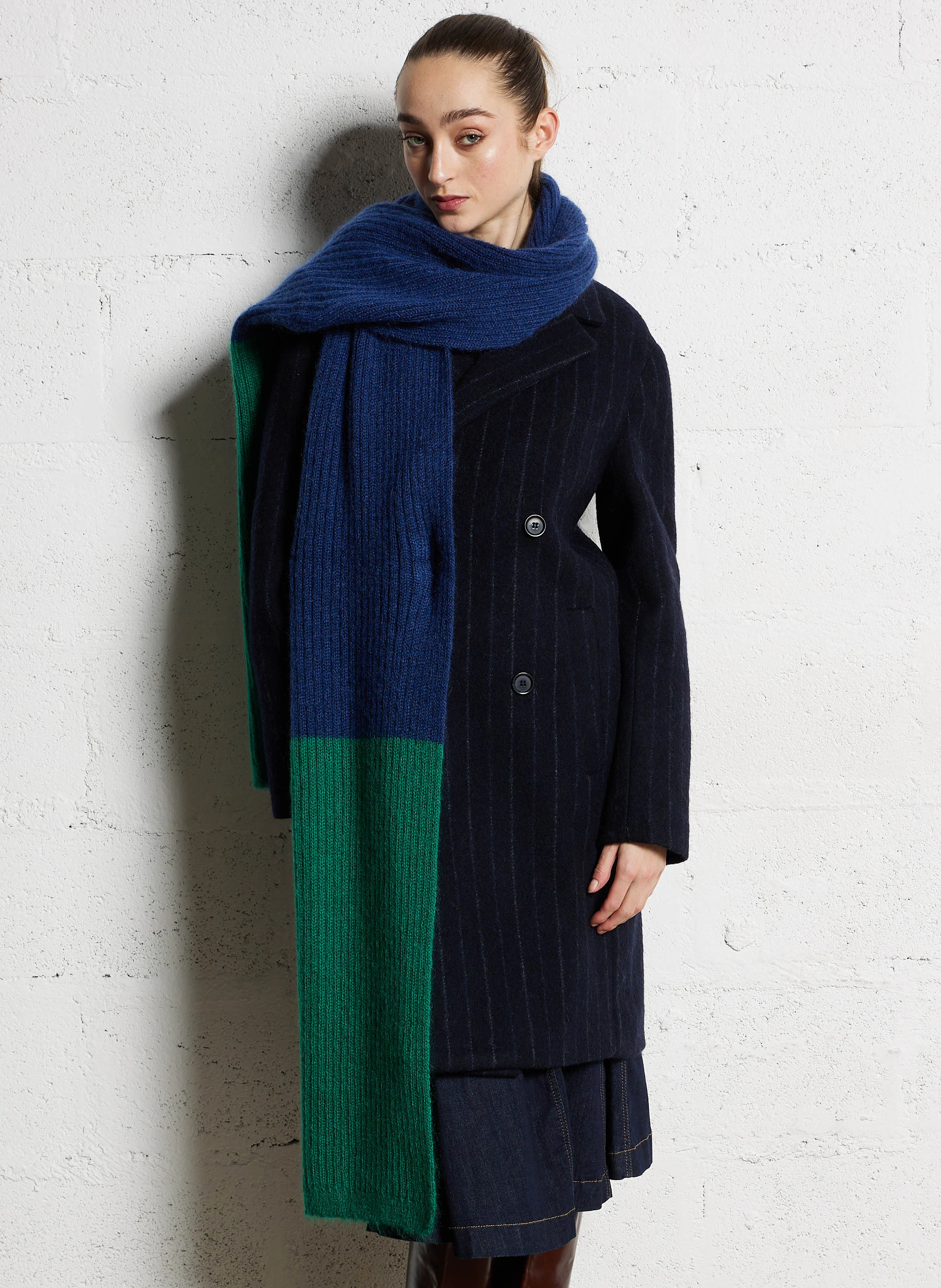 NAHUEL - Echarpe en mohair et laine mélangée | Bleu