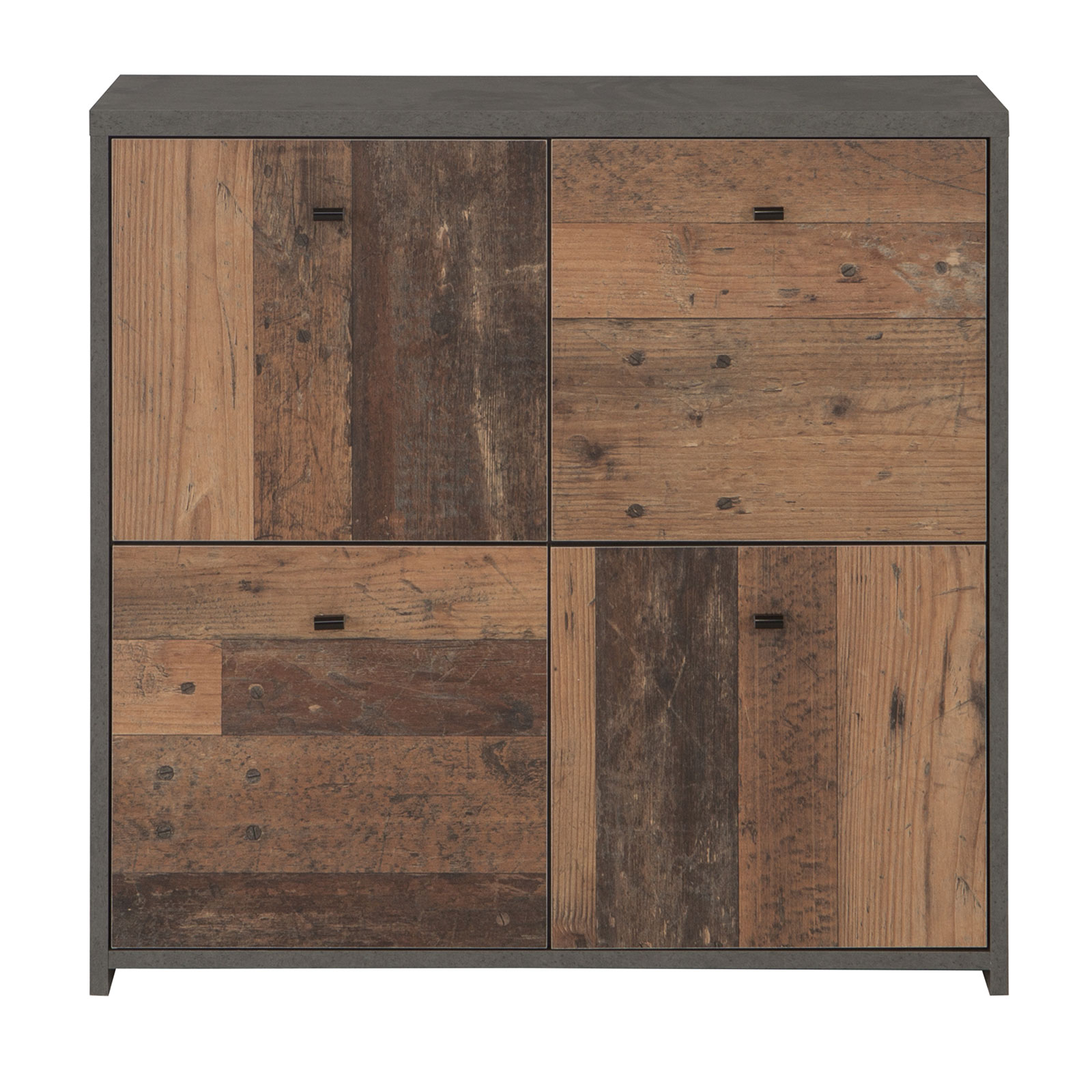 Kommode - Betonoptik - Old Wood Vintage - 77cm breit - vier Türen