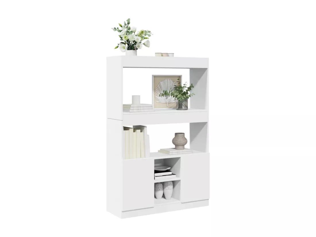 Buffet haut blanc 92x33x140 cm bois d'ingénierie