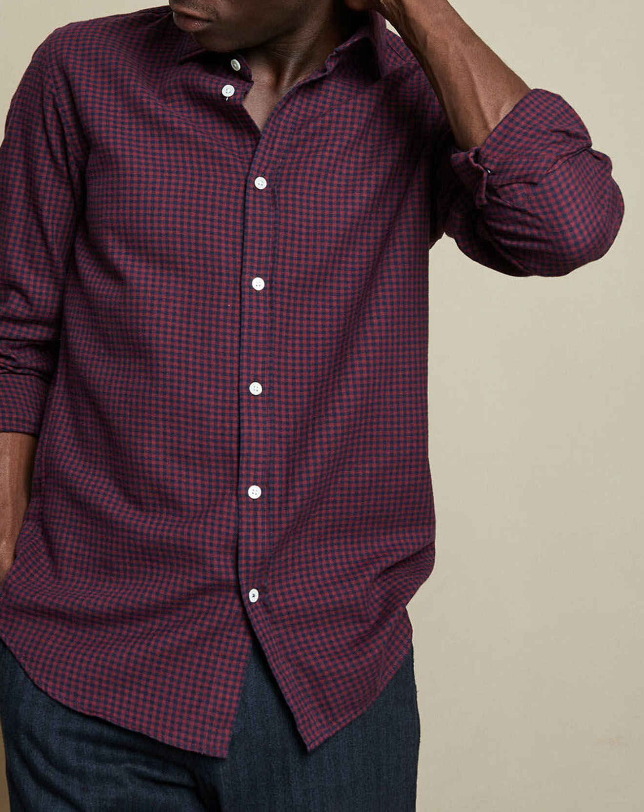 Hartford Chemise Slim Sammy à carreaux marine/rouge