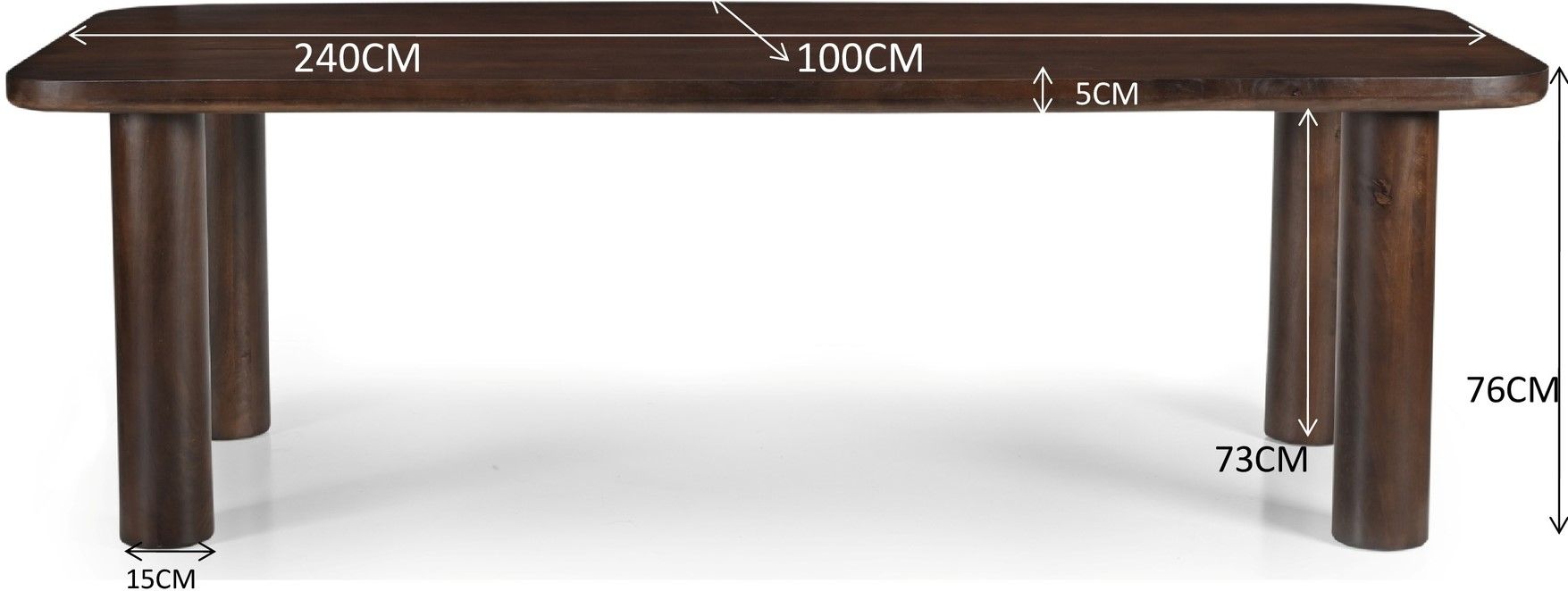 Eettafel Badou B240 x D100 x H76 cm
