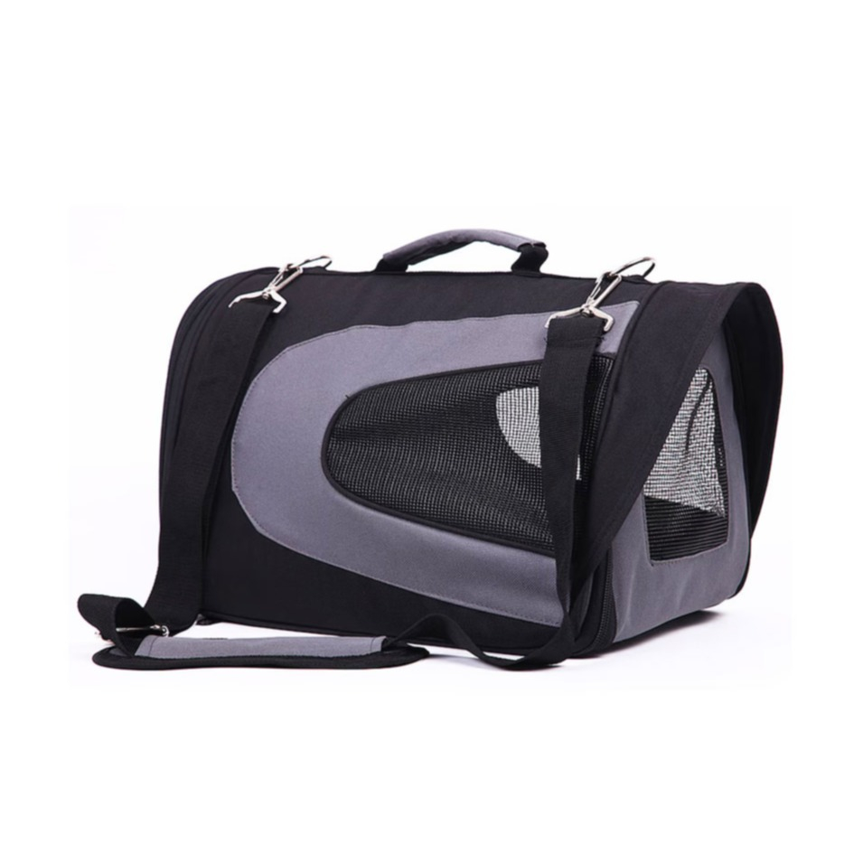 (43x25cm) Air Haustier Transporttasche Reise Tragetasche mit Sichtfenster für Hunde / Katzen (515626) - Schwarz