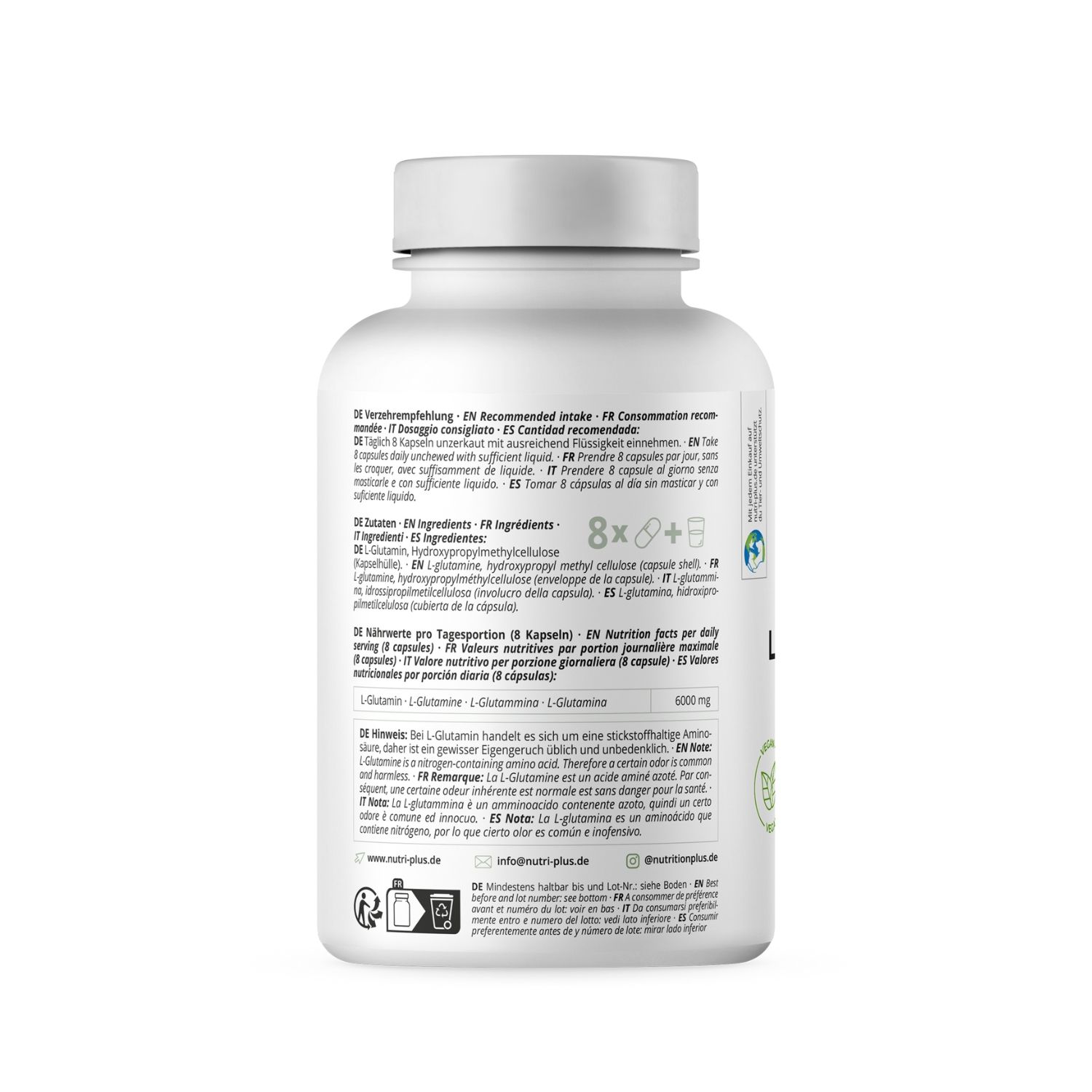 Nutri+ L-Glutamin 240 Kapseln Aminosäure