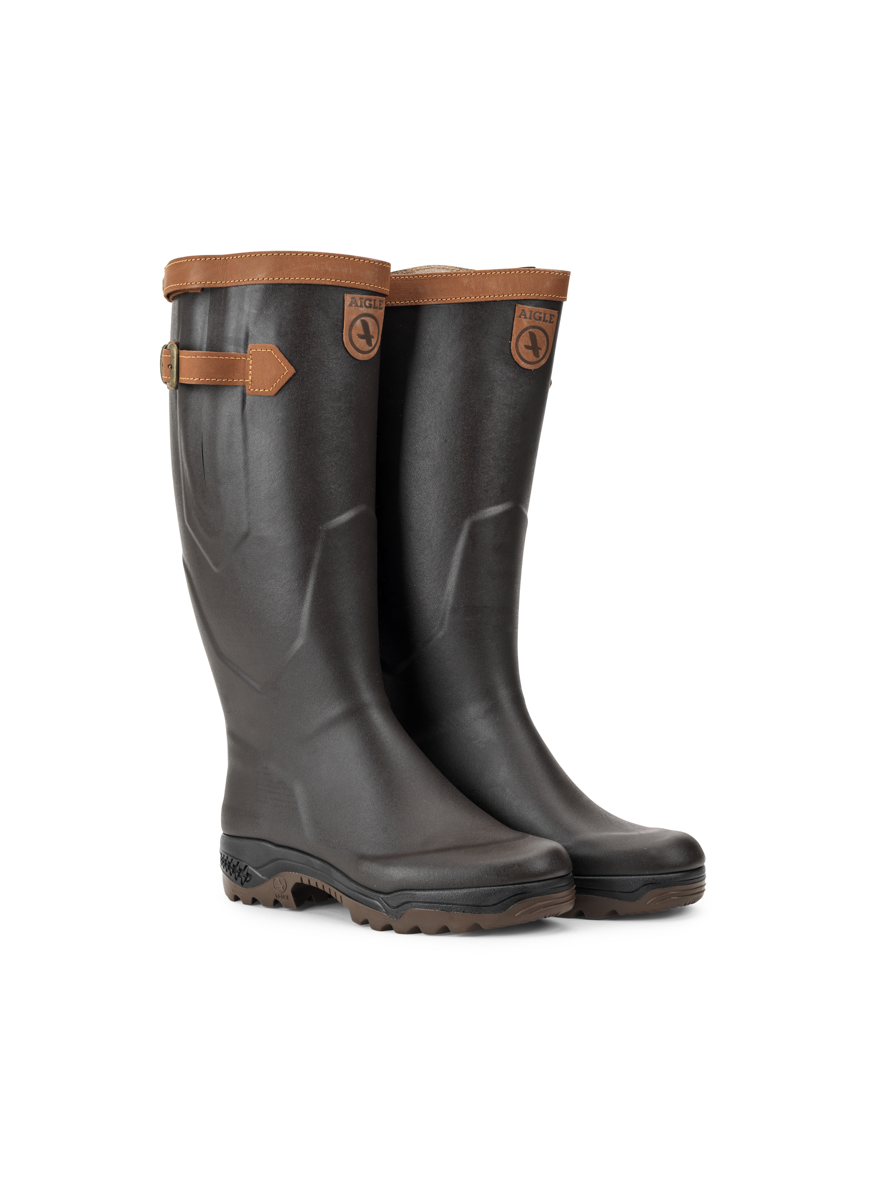 La botte anti-fatigue, version premium et ajustable, avec ses finitions et sa doublure cuir BRUN