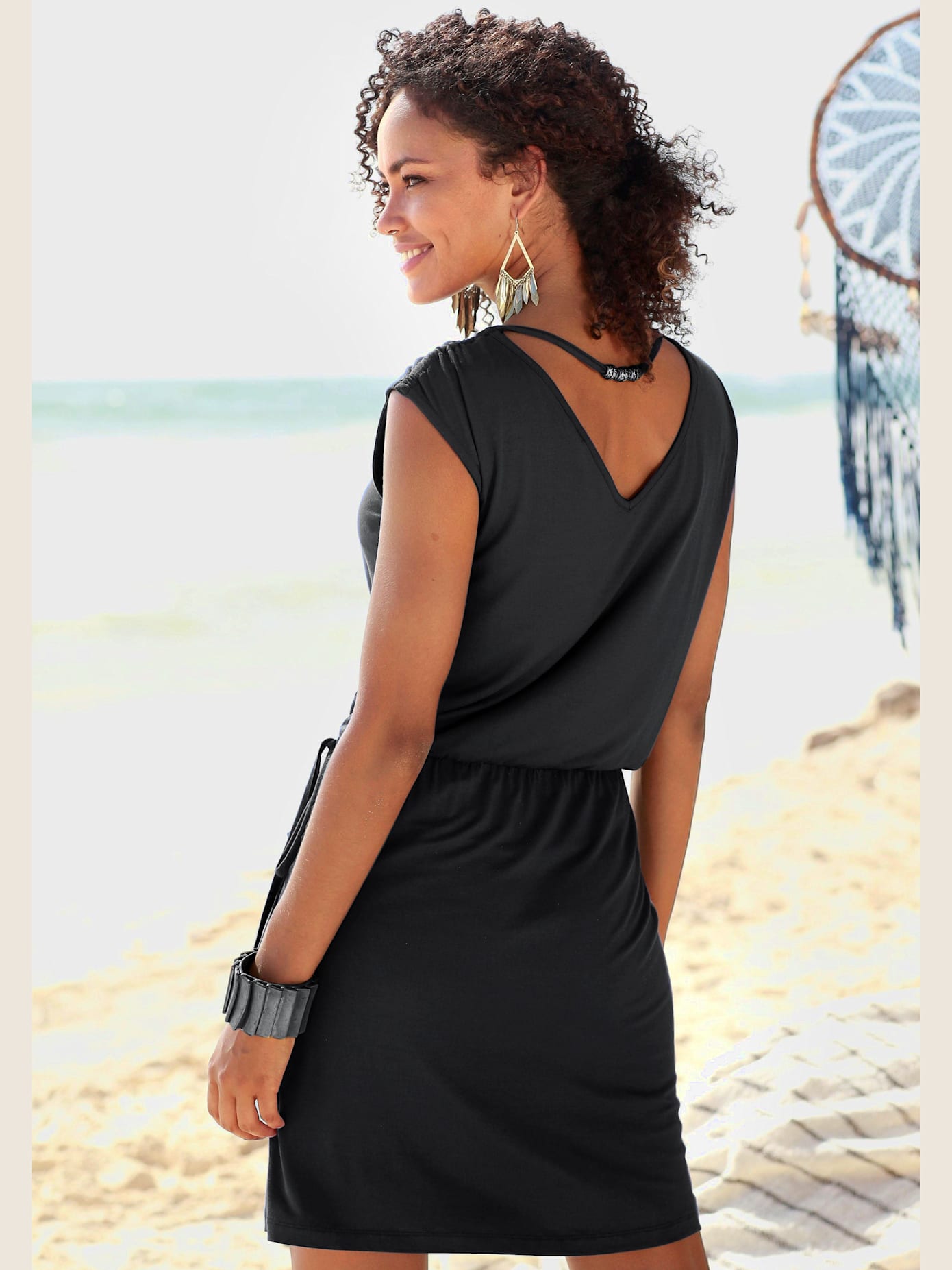 Robe en jersey encolure en v dégagée devant et au dos