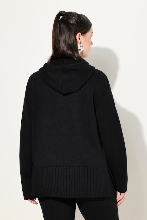 Strick-Hoodie, Oversized, Kapuze, Langarm, Tasche