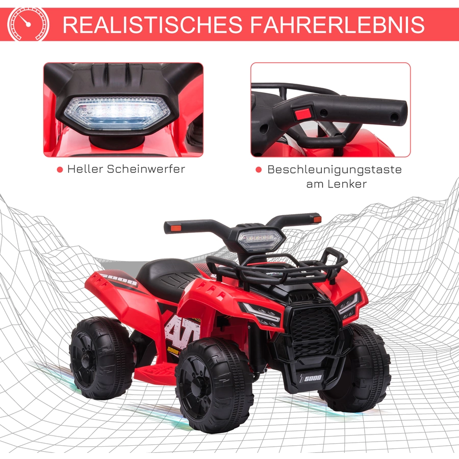 HOMCOM Elektroquad 6V Akku Elektroauto LED Frontlicht rot