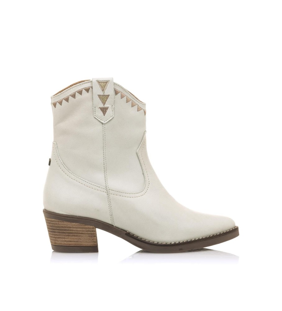 Botas de cano curto Mustang Teo em couro branco - Salto de 5 cm -