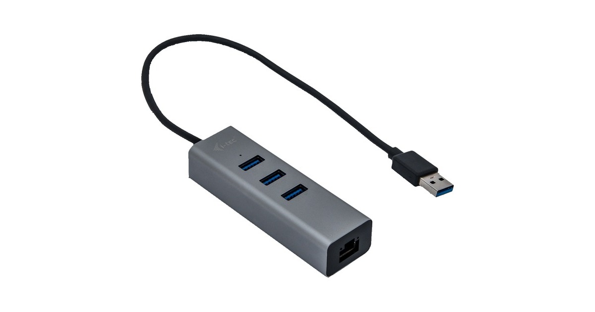 i-tec3-Port USB 3.0 Metal + Gigabit LAN usb-hub  (Antraciet)
