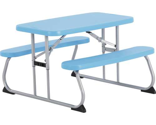 Lifetime 4-zits kleutermeubelset bestaande uit: 2 banken, tafel, blauw kunststof