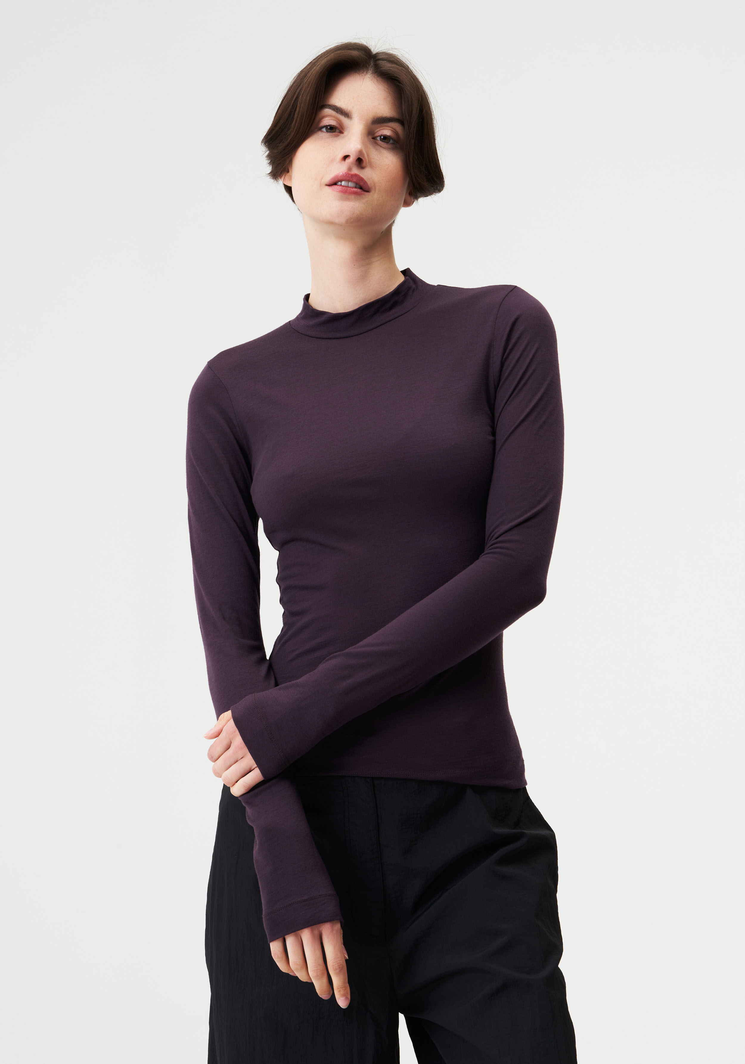 Pinqponq Longsleeve Mockneck Merino Women Sheep Plum