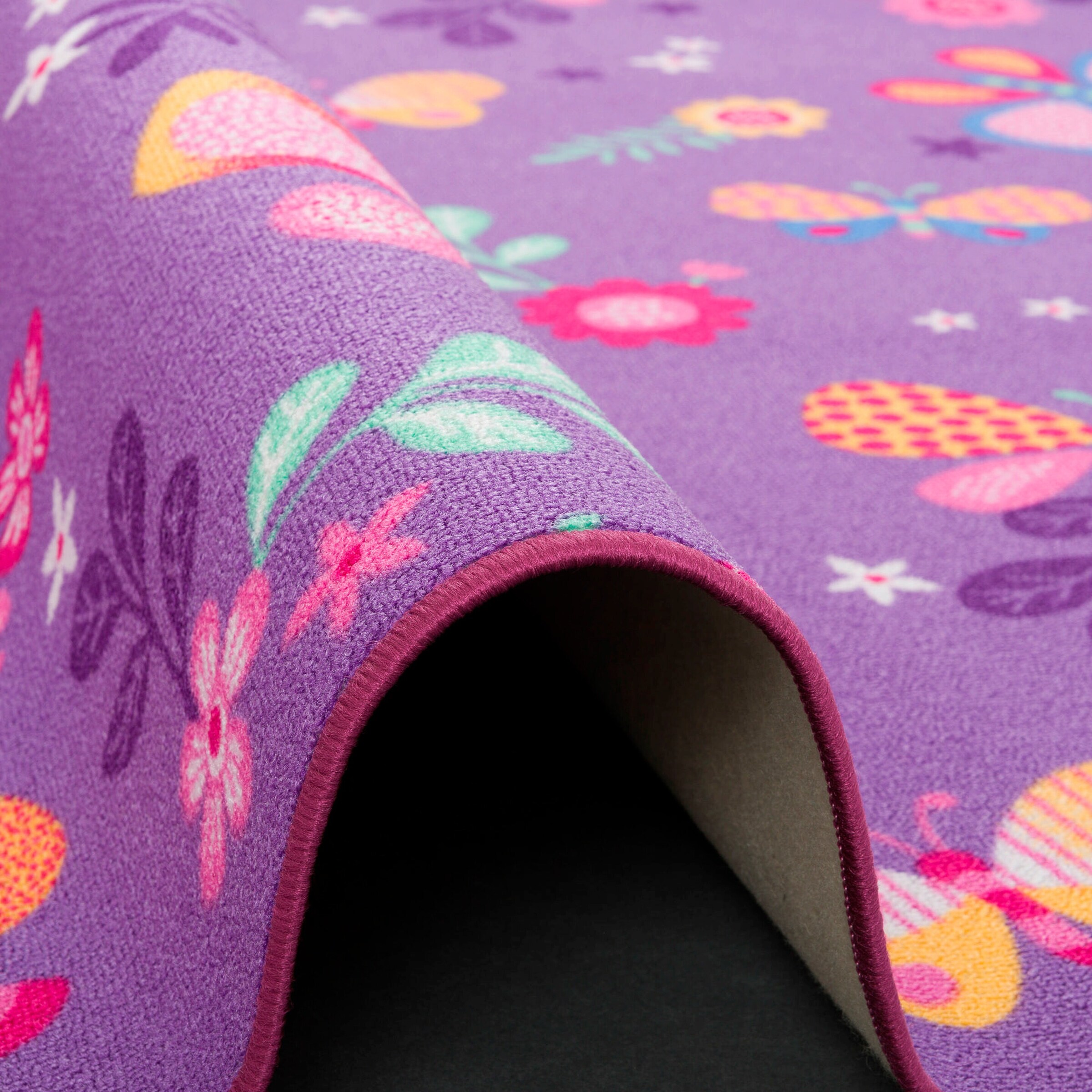 Snapstyle Kinder Spiel Teppich Schmetterling Rund Lila