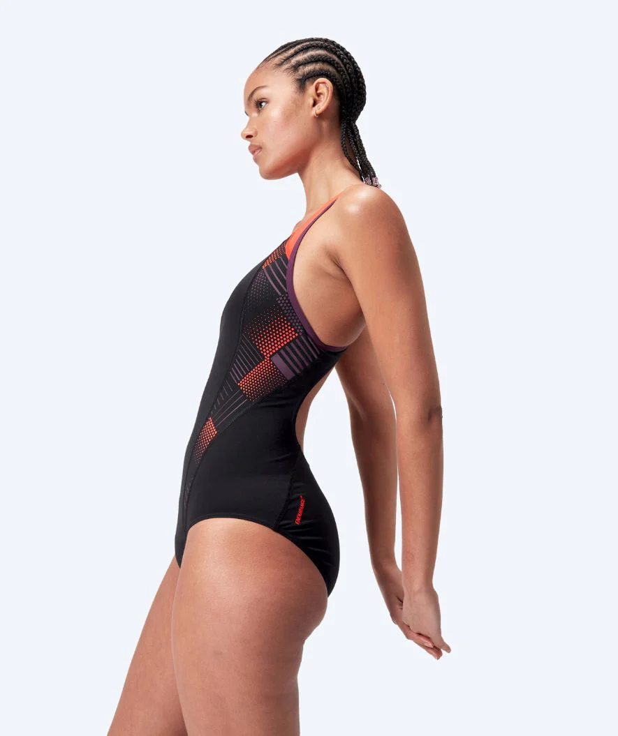Speedo badedragt til damer - Placement Laneback - Sort/orange