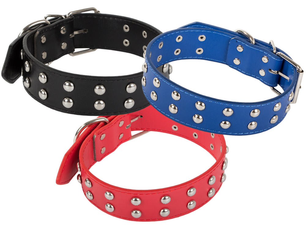 Hundehalsband aus Kunstleder mit Nieten, verstellbar L 39-55cm