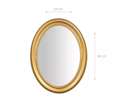 Miroir mural rond doré de salle de bain - Bois - 84x64 cm