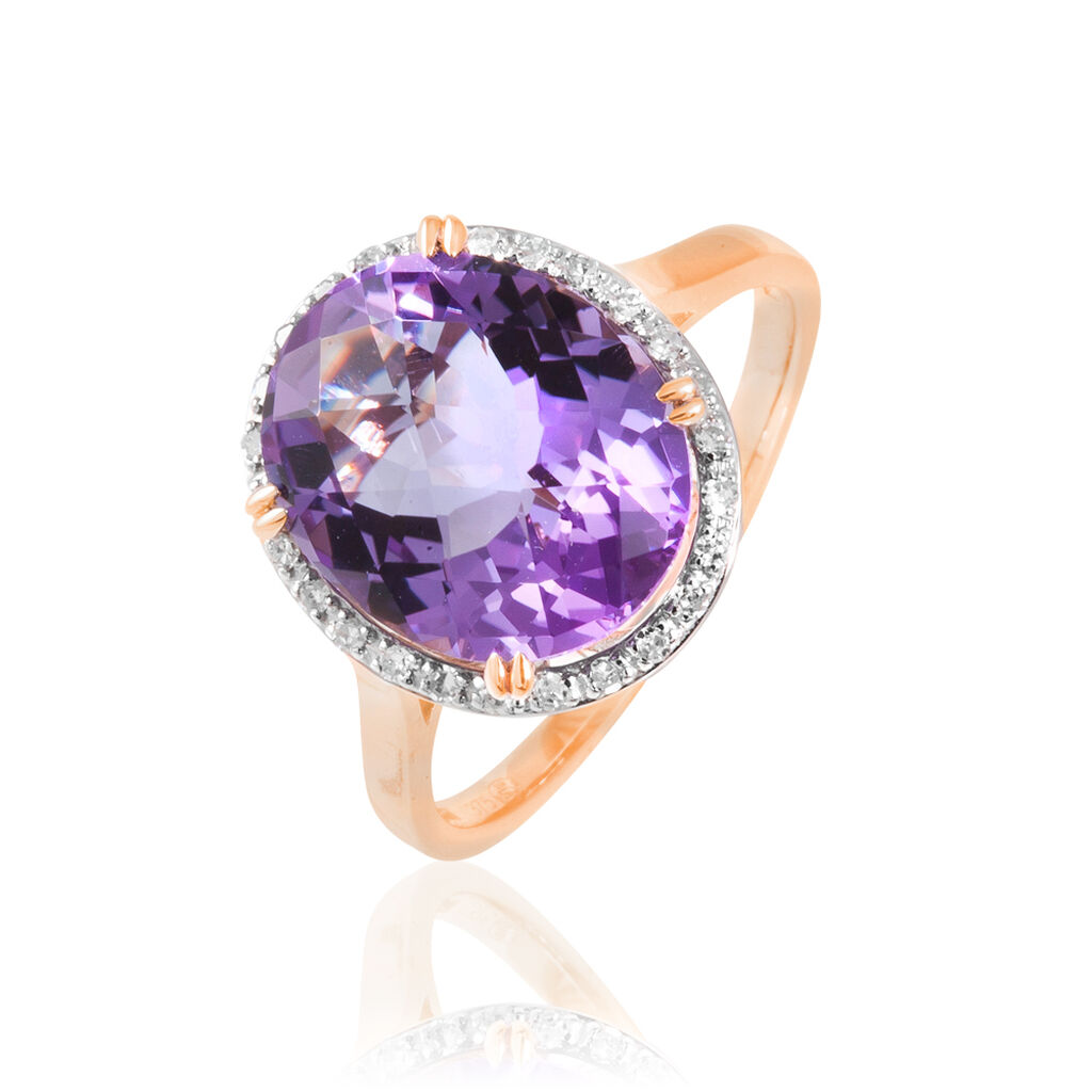 Bague Anna Or Rose Amethyste Et Diamant