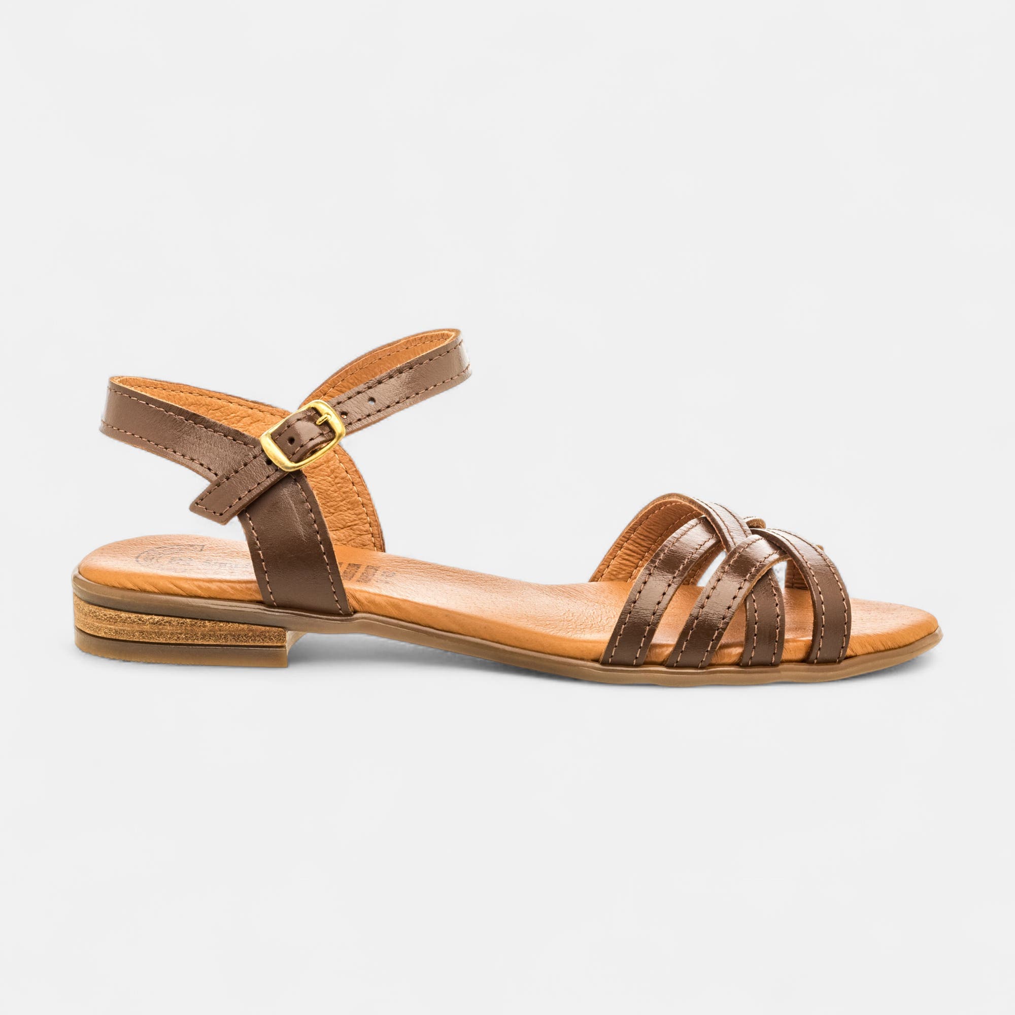 Nu-pieds Femme en cuir marron