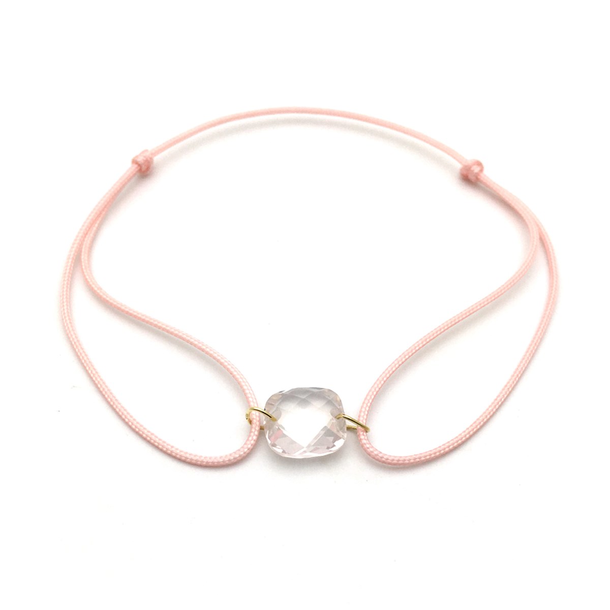 Bracelet avec quartz rose et cordon rose - Be Jewels