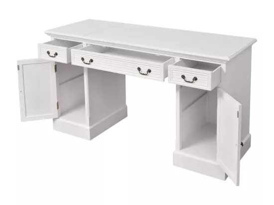 Bureau à double piédestal Blanc 140 x 48 x 80 cm