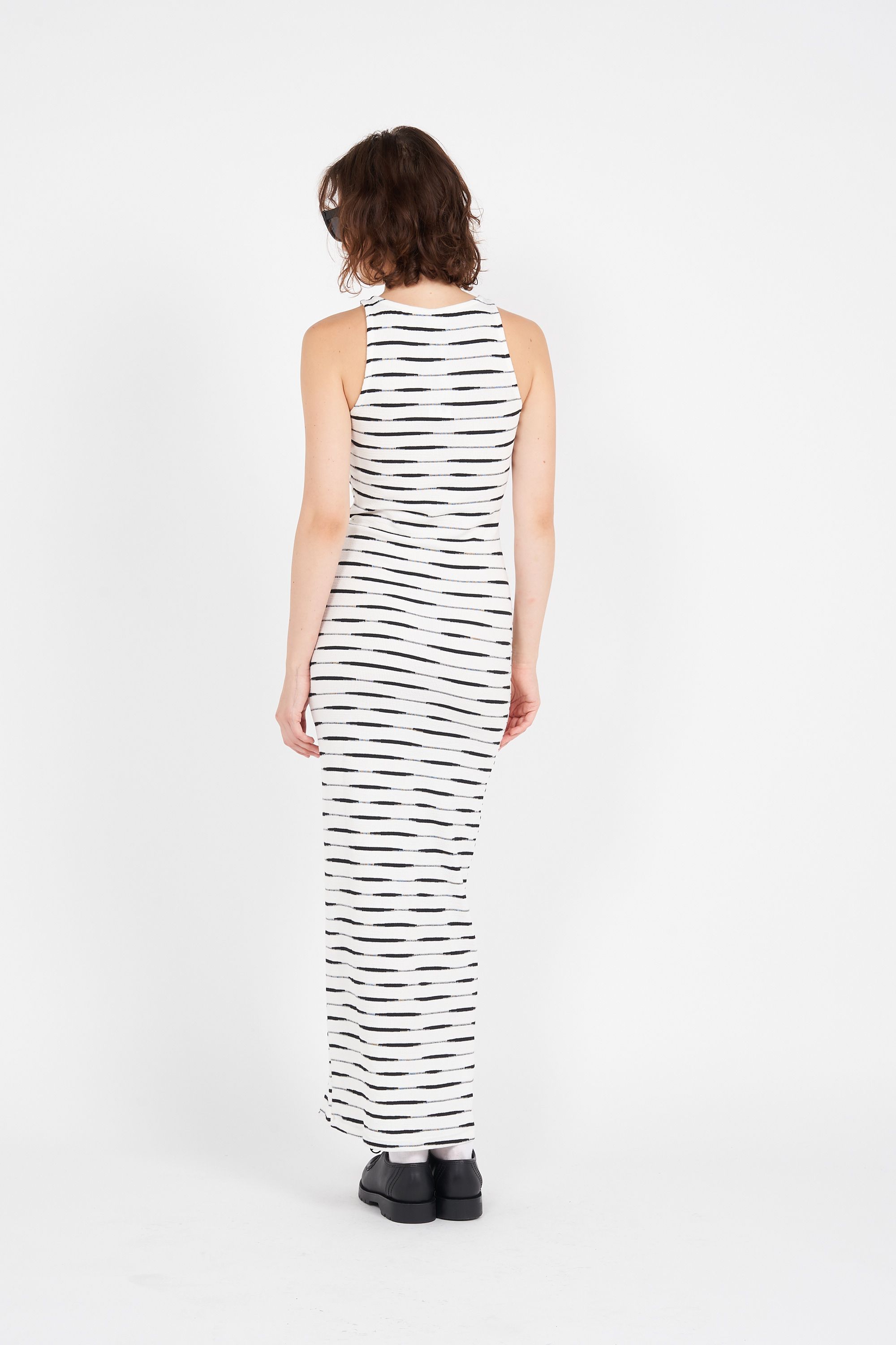 NOISY MAY Robe NMMALINA S/L STRIPE ANKLE DRESS Blanc