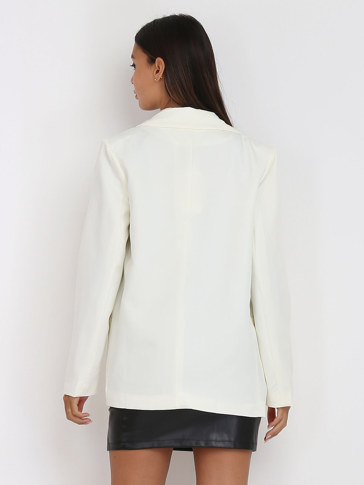 Veste blazer oversize à poches- Écru
