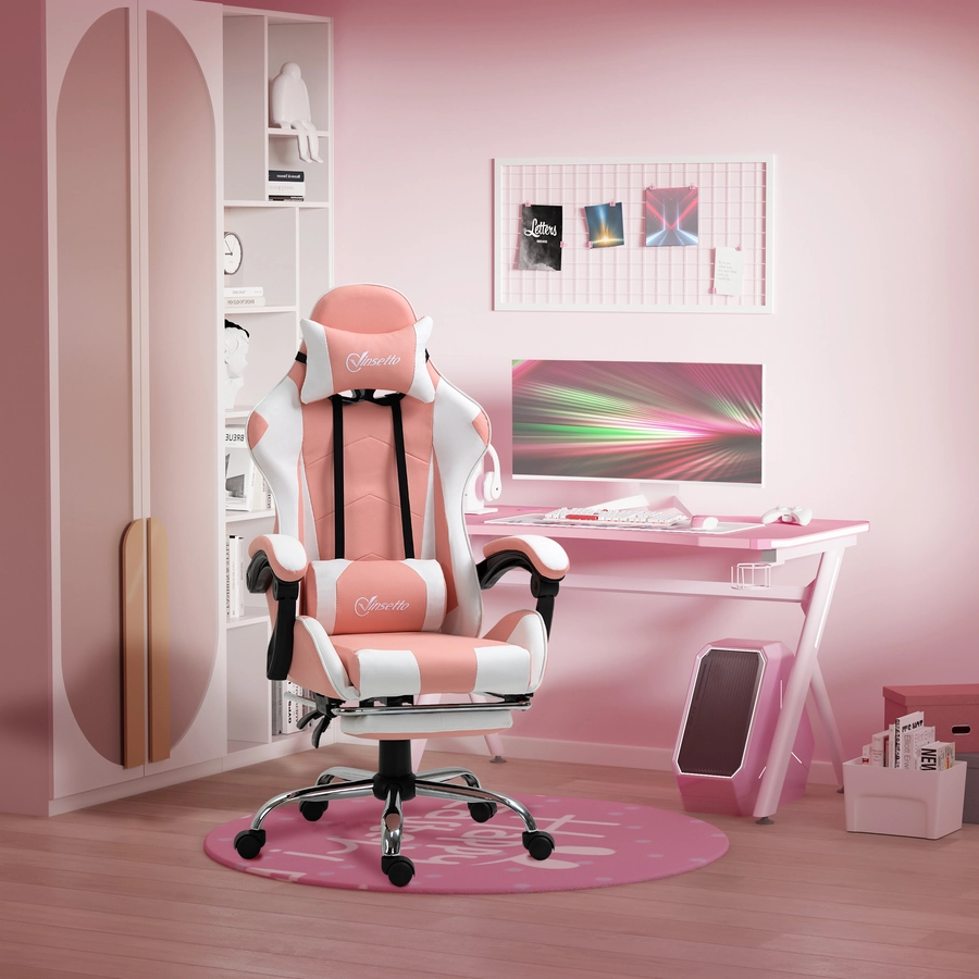 Vinsetto Gamingstuhl rosa, weiß