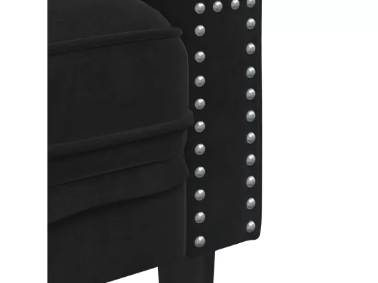 Canapé Chesterfield avec traversins 3 places noir velours
