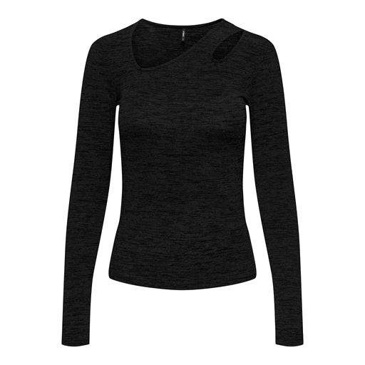 ONLY Roma Cut-out Bluse, Black/Black Glitter, M