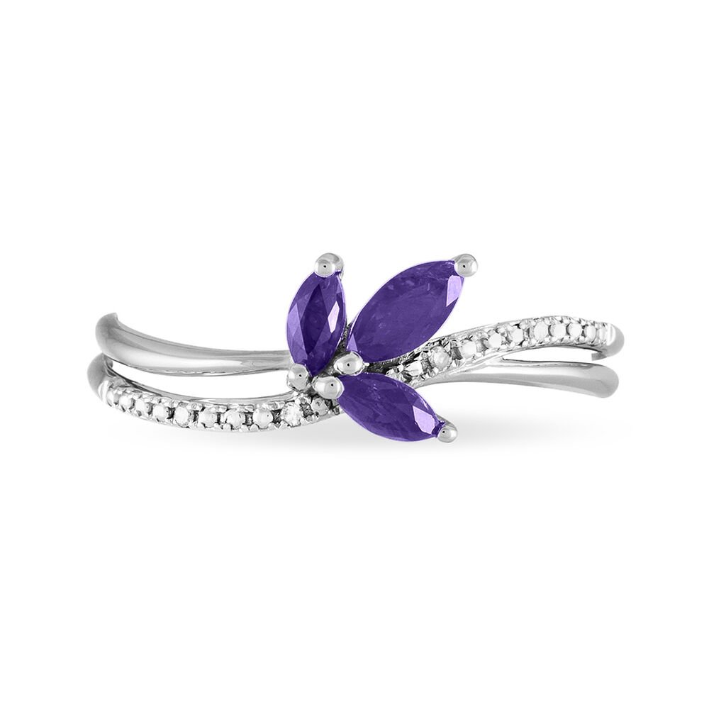 Bague Angie Or Blanc Amethyste Et Diamant