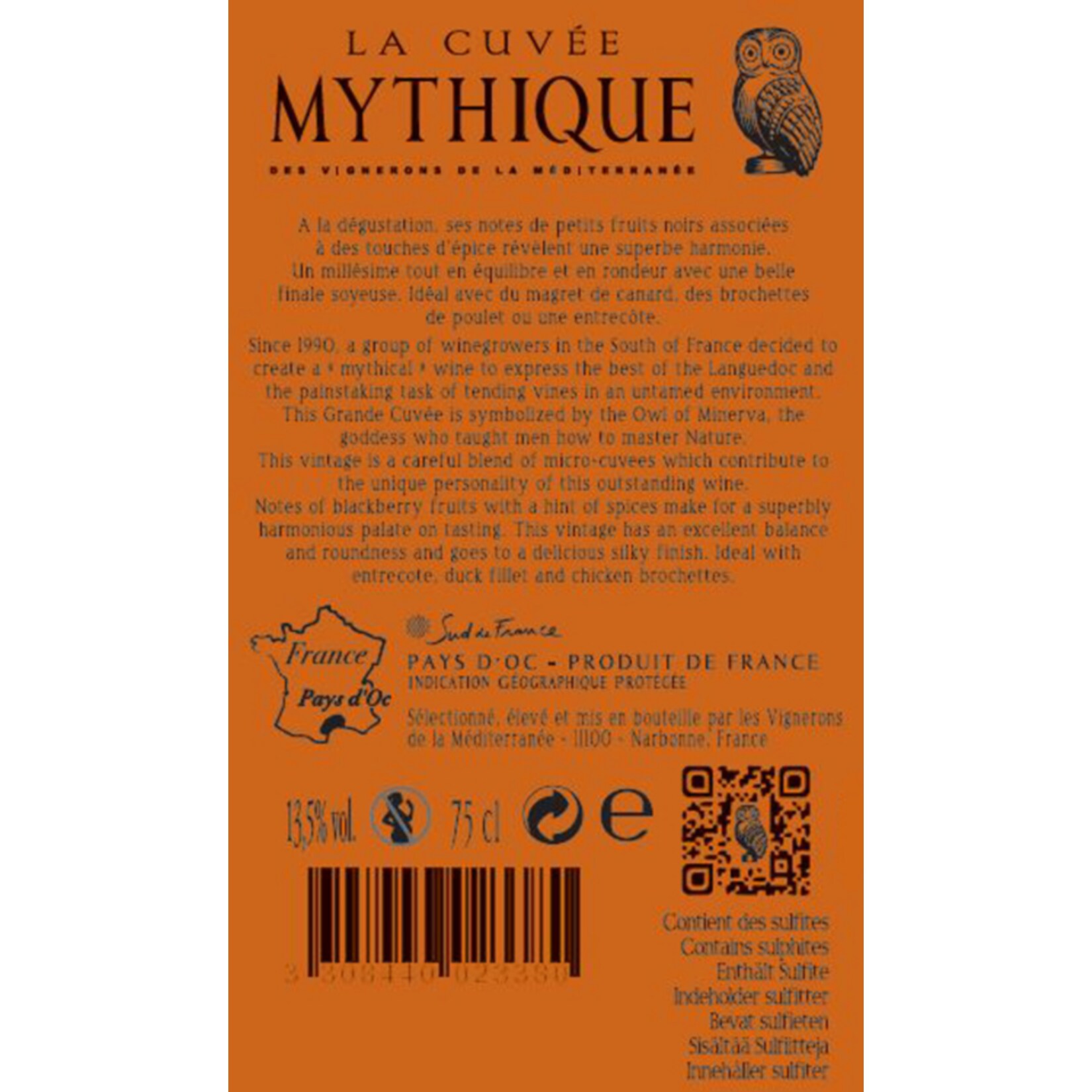 La Cuvée Mythique Rouge Vin Pays d'Oc IGP 13,5 % vol 0,75 Liter