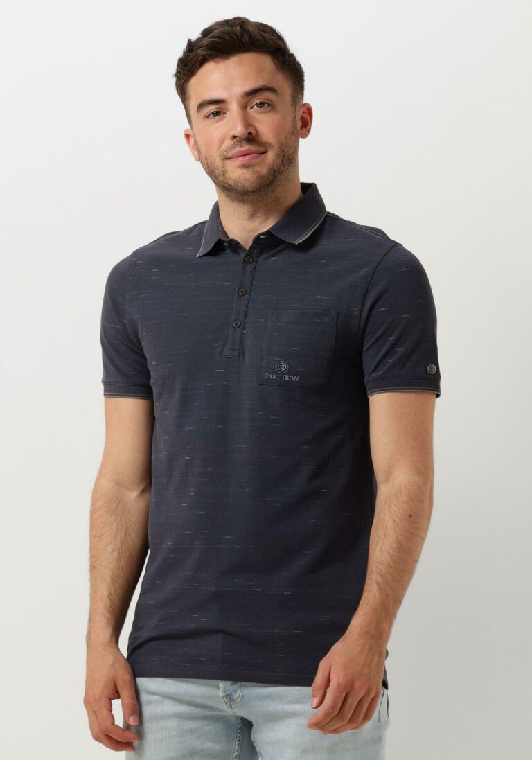 CAST IRON donkerblauwe cast iron polo short sleeve polo injected cotton pique