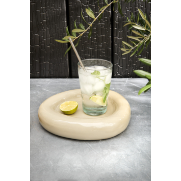 Decoratie schaal grijs keramiek - h5xd24 cm