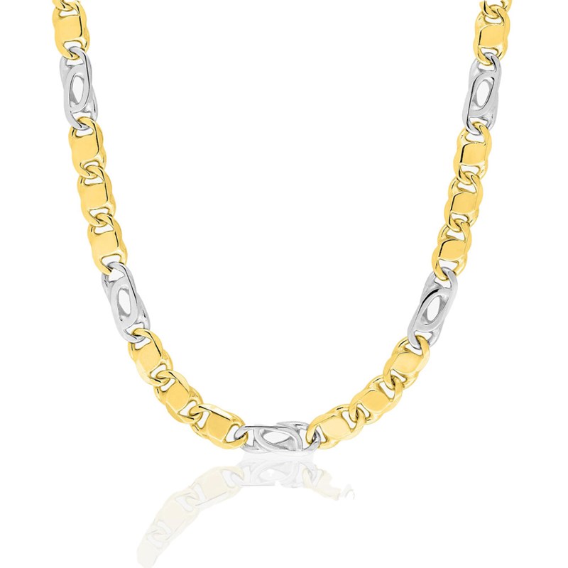 Bracelet mixte 18 cm - Bicolore - Or 18 Carats - Largeur 4 mm