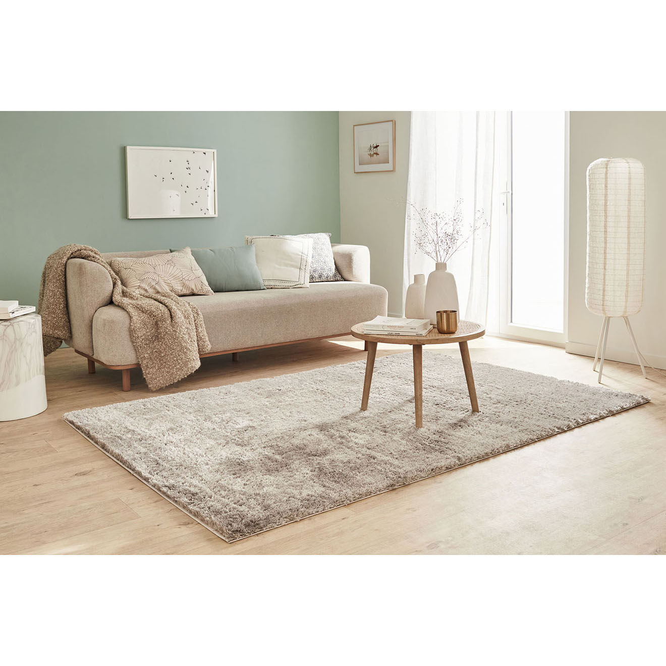 Nazar Rugs Tapis shaggy doux Oslo 902 taupe - 160x230 cm