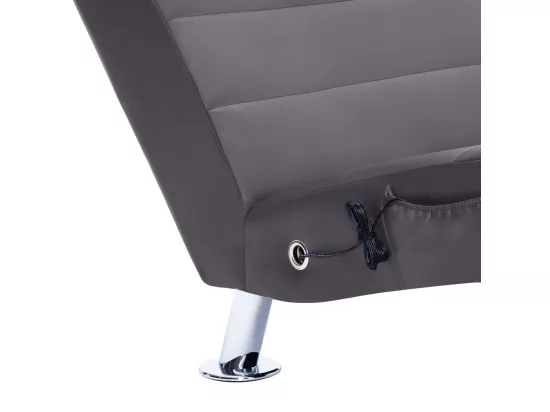 Chaise longue de massage avec oreiller gris similicuir