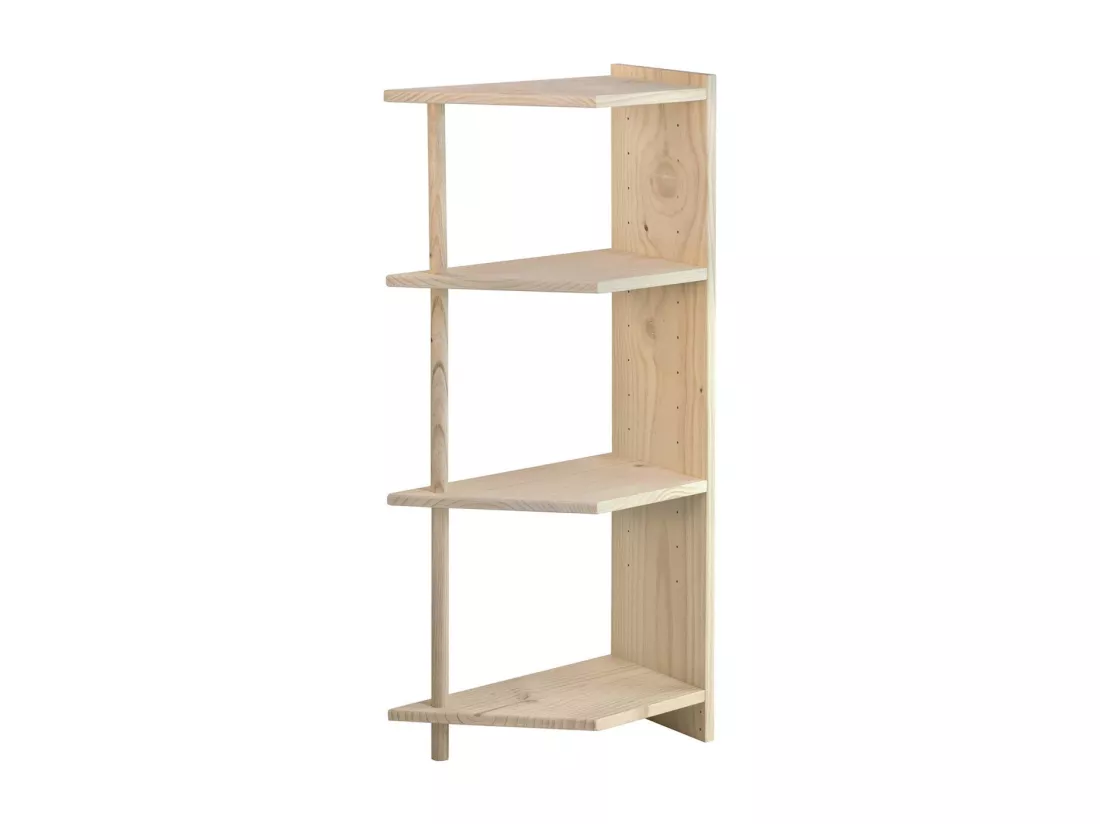Etagère d'angle en pin brut Gala 4 tablettes